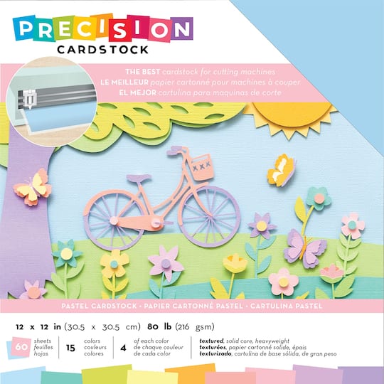 American Crafts&#x2122; Precision Cardstock 12&#x22; x 12&#x22; Pastel Textured Cardstock, 60 Sheets